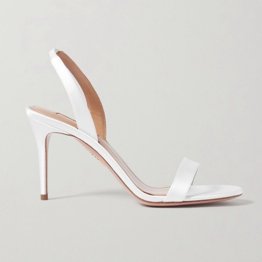 AQUAZZURA SO NUDE 85 SATIN SLINGBACK SANDALS